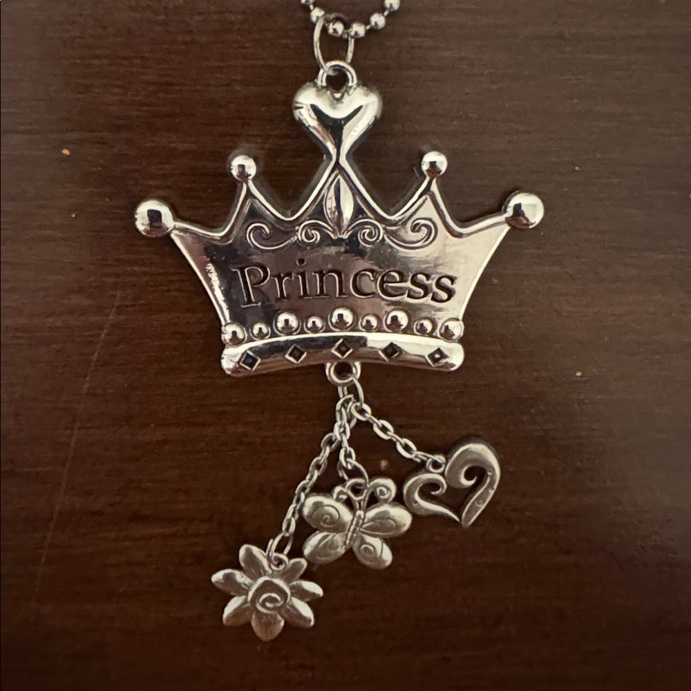 Silver Princess Crown Rear View Mirror Accessory / Keychain
